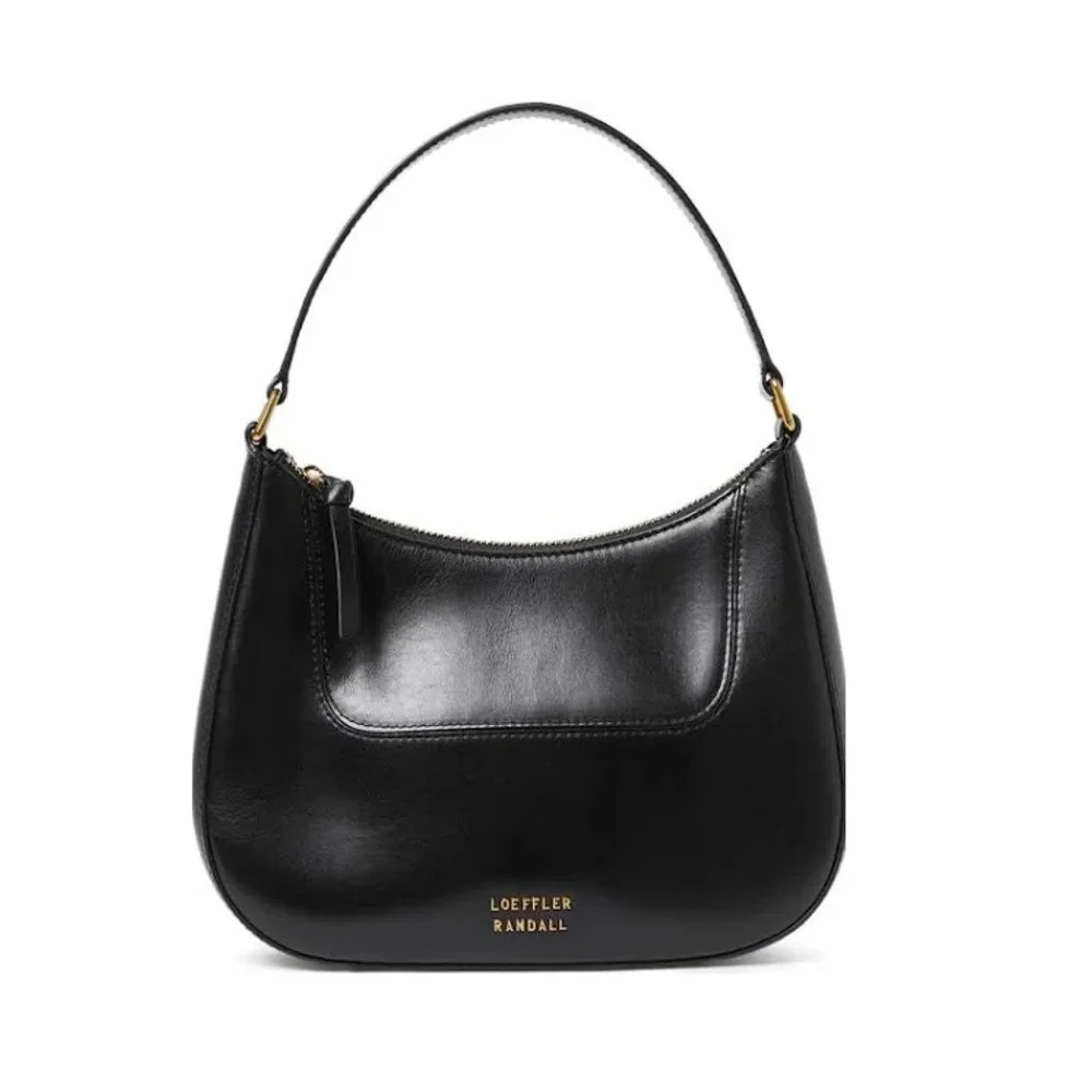 Loeffler Randall Greta Leather Shoulder Bag, Size M - Black/Gold Women's - Picture 1 of 16